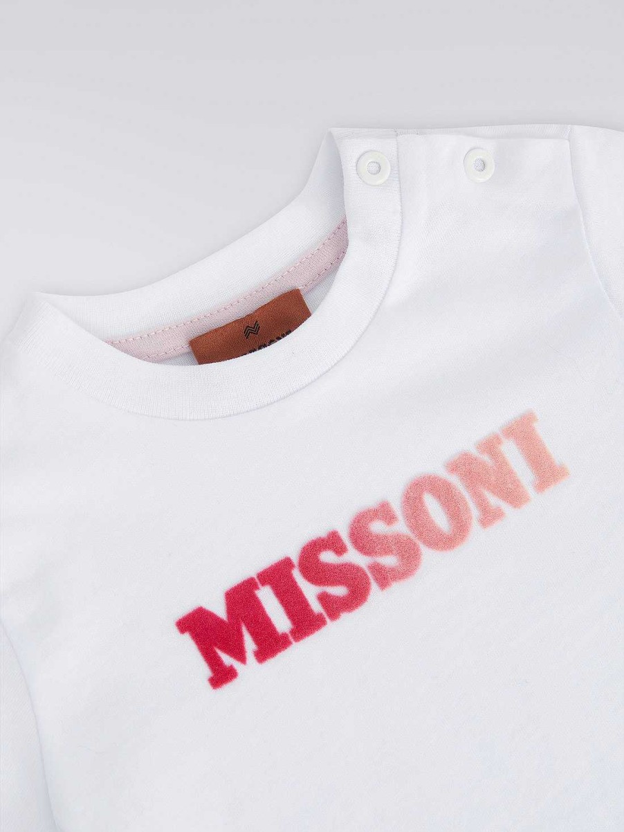 Ragazza (4-14 Anni) Missoni | T-Shirt In Cotone Con Logo Degrade Bianco