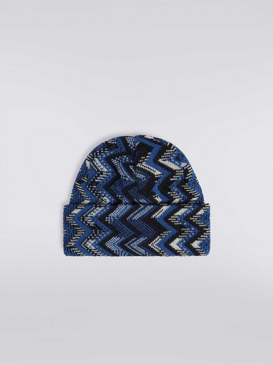 Uomini Missoni Cappelli | Cappello Lavorato A Maglia Di Lana A Zigzag Multicolore