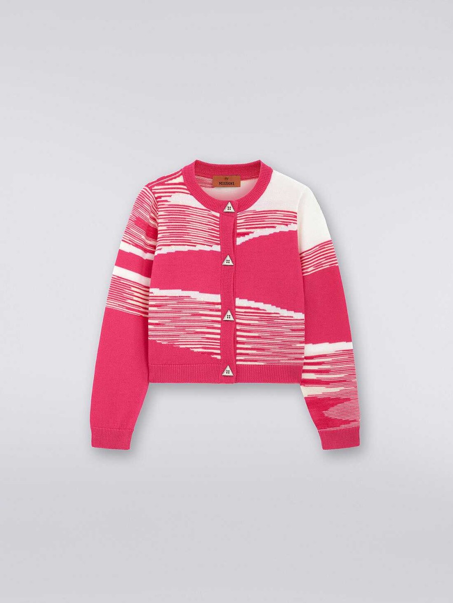 Ragazza (4-14 Anni) Missoni | Cardigan In Pura Lana Vergine Rosa