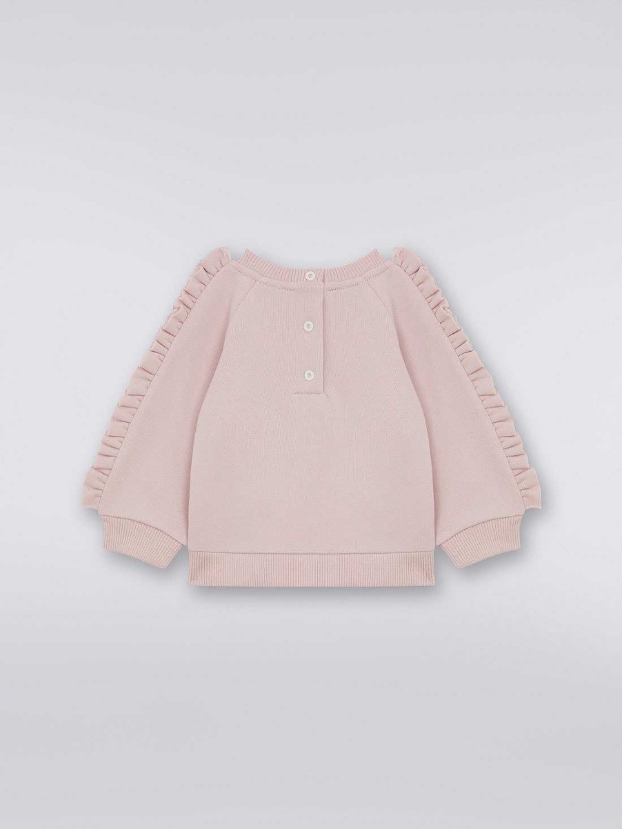 Ragazza (4-14 Anni) Missoni | Pullover In Cotone Con Arricciature E Logo Degrade Rosa