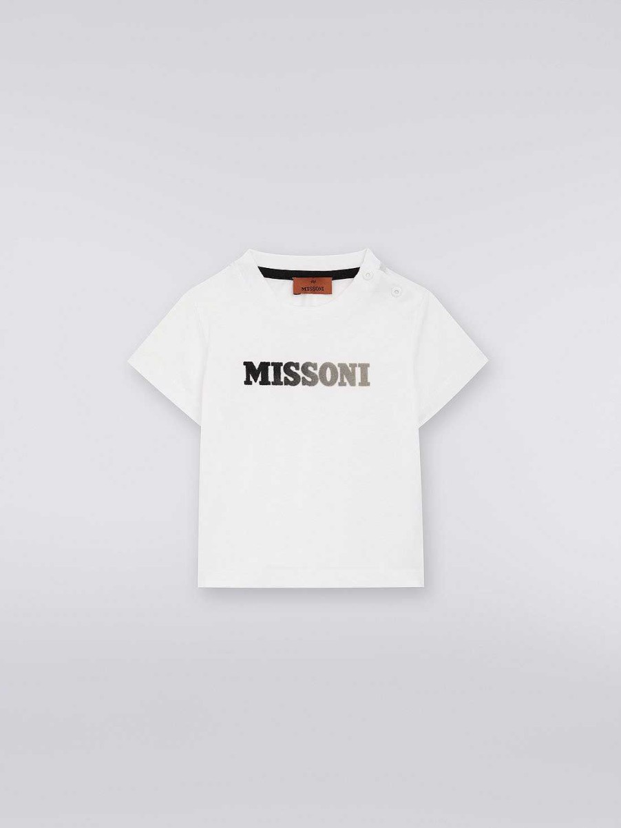 Ragazzo (4-14 Anni) Missoni | T-Shirt In Cotone Con Logo Degrade Bianco