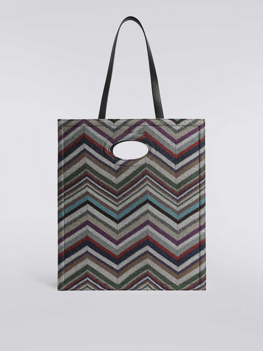 Donne Missoni Borse | Borsa Chevron In Lana E Viscosa Con Lurex Multicolore