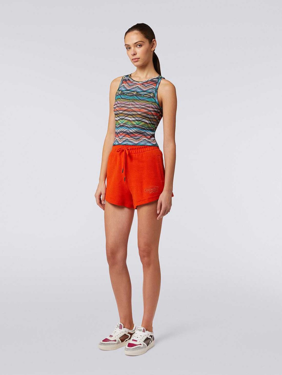 Donne Missoni T-Shirt E Top | Top In Nylon Stretch Stampato Multicolore