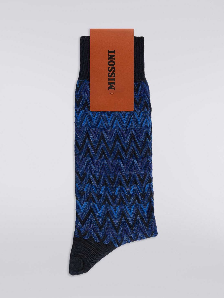 Uomini Missoni Calzini | Calzini Corti In Misto Cotone Chevron Multicolore