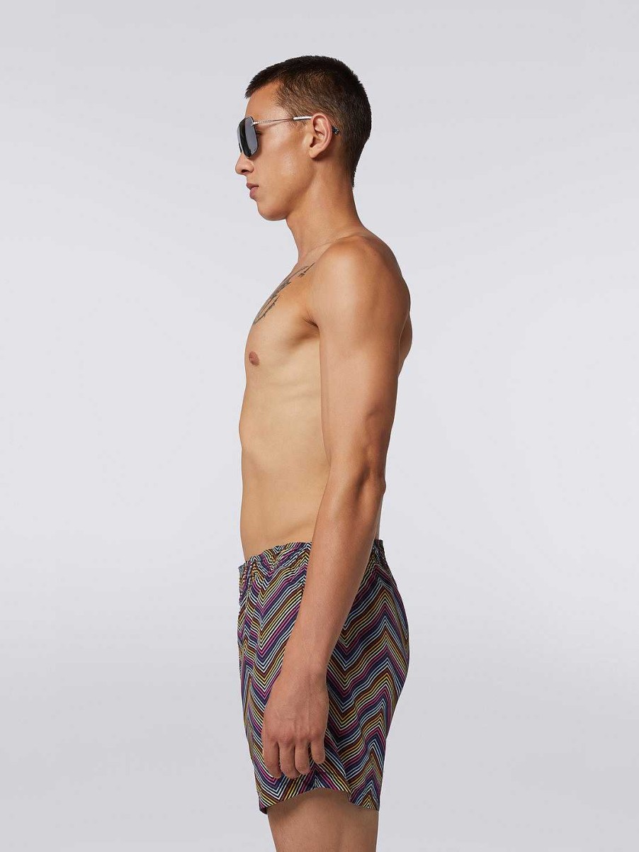 Uomini Missoni Costume Da Bagno | Boxer Da Bagno In Misto Nylon Con Stampa Zigzag Multicolore