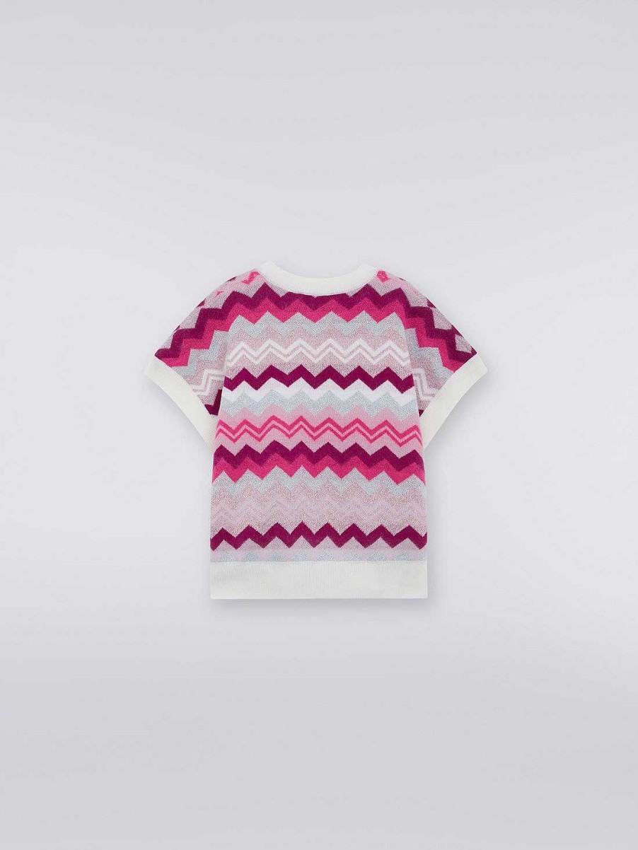 Ragazza (4-14 Anni) Missoni | Gilet In Lana Zigzag Con Lurex Multicolore