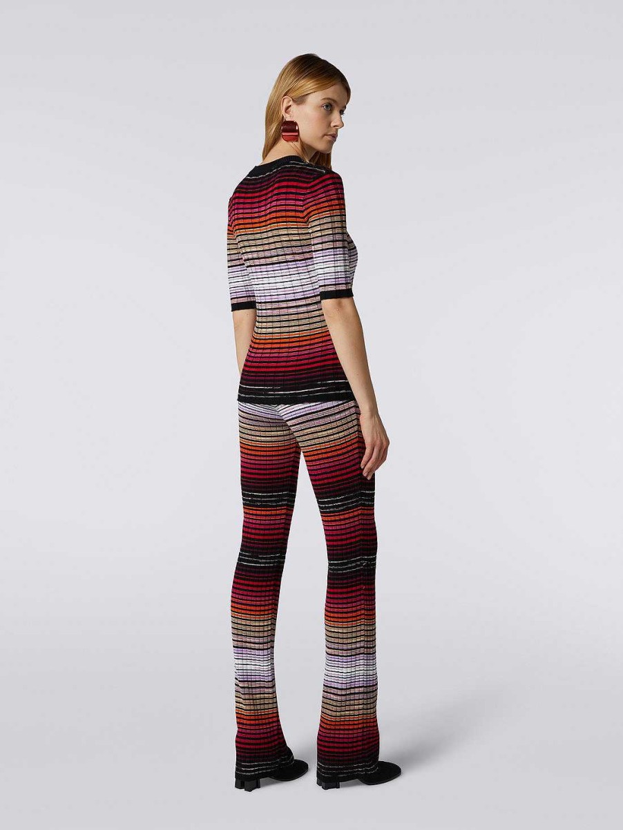 Donne Missoni T-Shirt E Top | Pullover A Coste In Cotone E Viscosa Multicolore