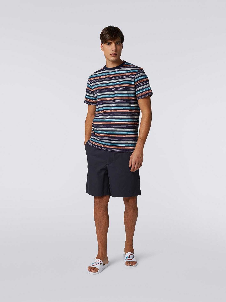 Uomini Missoni Polo E Magliette | T-Shirt Girocollo In Jersey Di Cotone Fiammato Multicolore