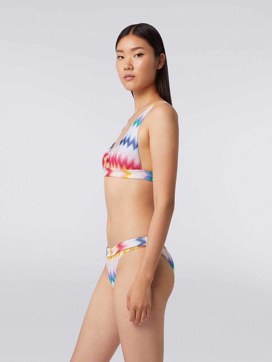 Donne Missoni Costumi Da Bagno | Bikini In Viscosa Zig Zag Con Lurex Multicolore