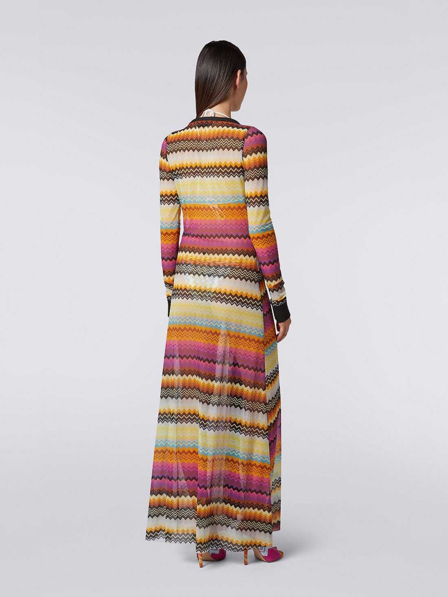 Donne Missoni Abbigliamento Da Spiaggia | Cardigan Coprispalle In Tulle Di Viscosa A Zig Zag Multicolore