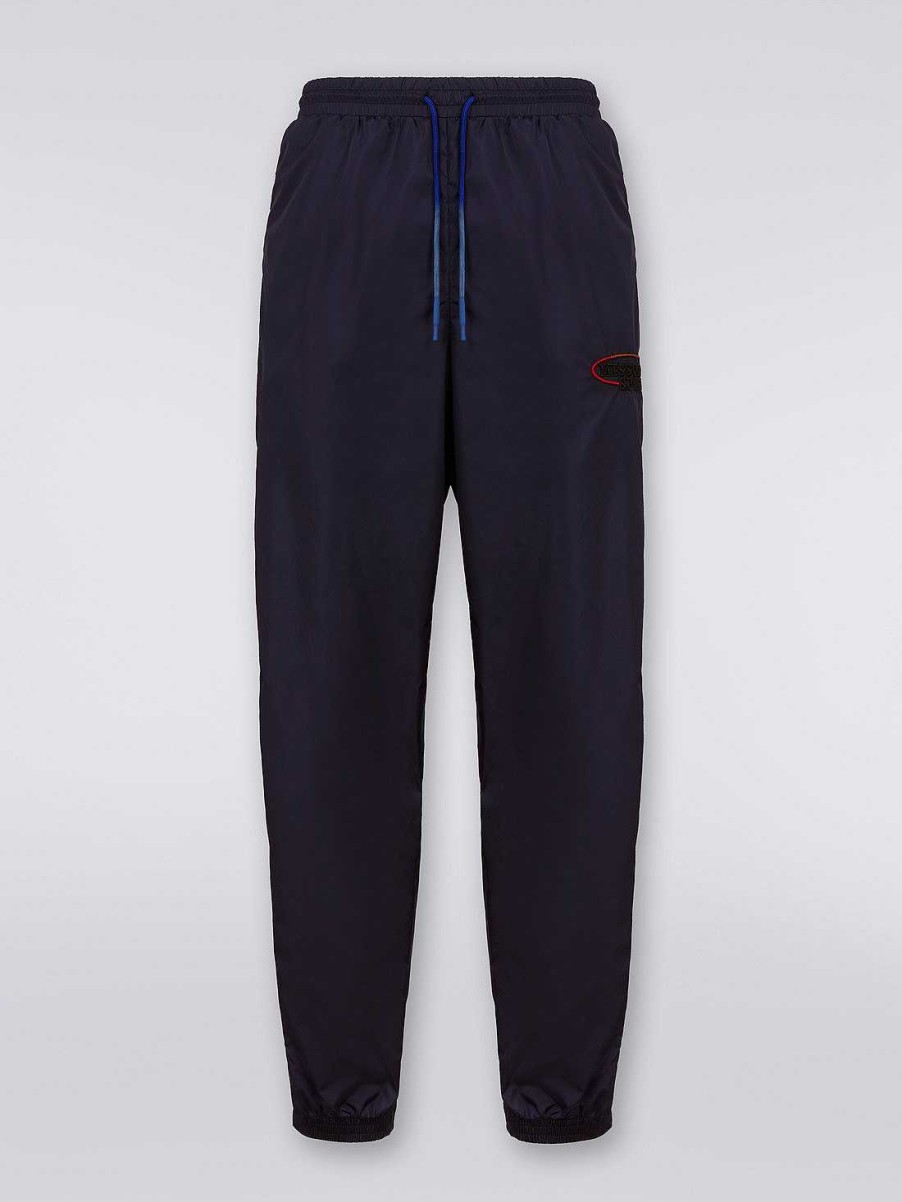 Uomini Missoni Vestiario | Joggers In Nylon Con Logo Blu