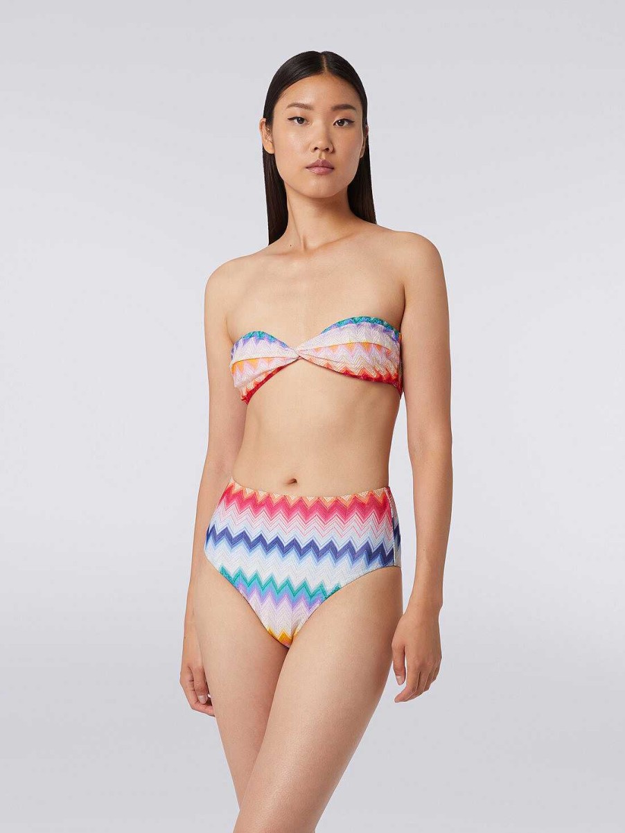 Donne Missoni Costumi Da Bagno | Slip Bikini A Vita Alta In Tessuto Con Stampa Zig Zag Multicolore