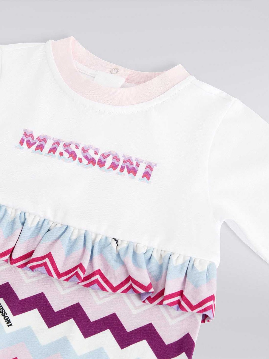 Neonato (0-24 Mesi) Missoni | Completo Tre Pezzi Con Tuta In Cotone, Bavaglino E Cappello Docker Con Motivo A Zigzag Multicolore