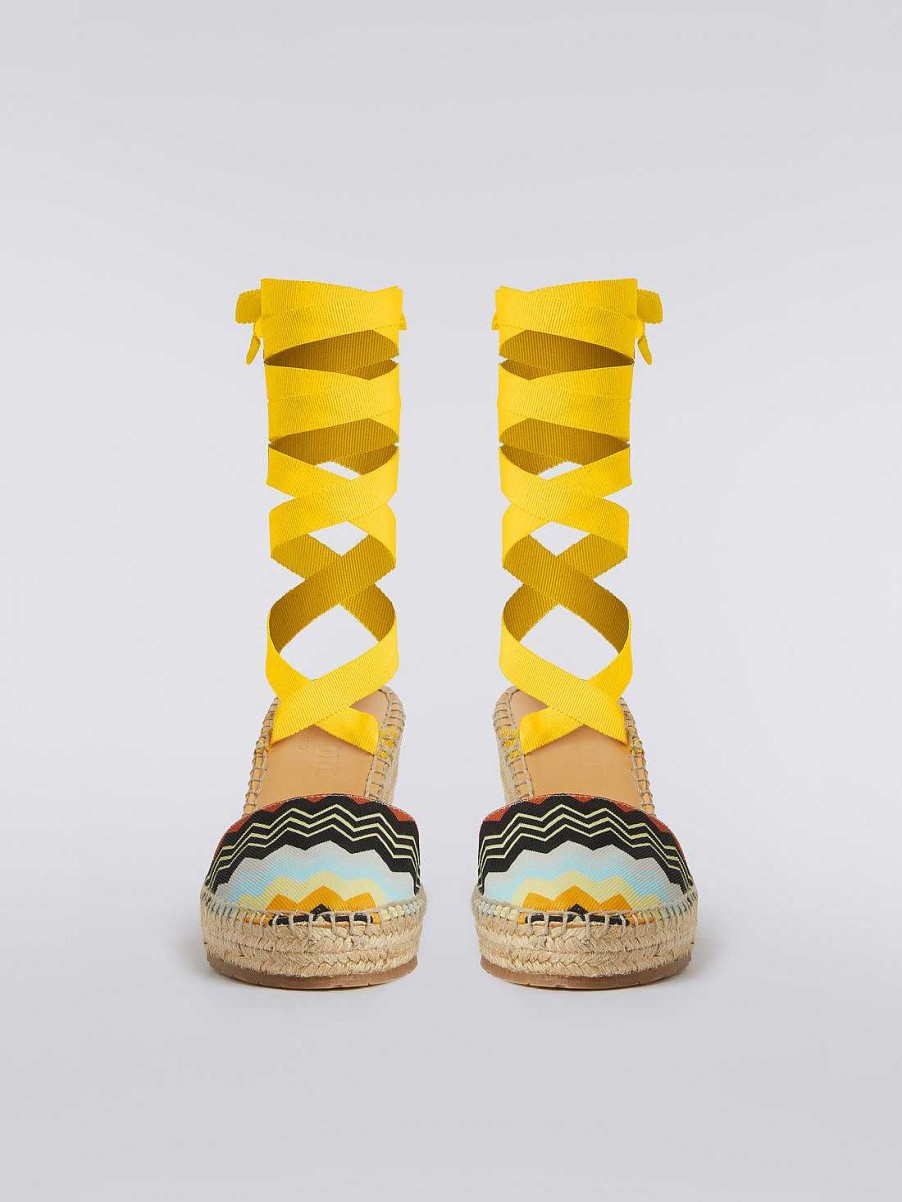 Donne Missoni Accessori | Espadrillas In Tela Chevron Multicolore