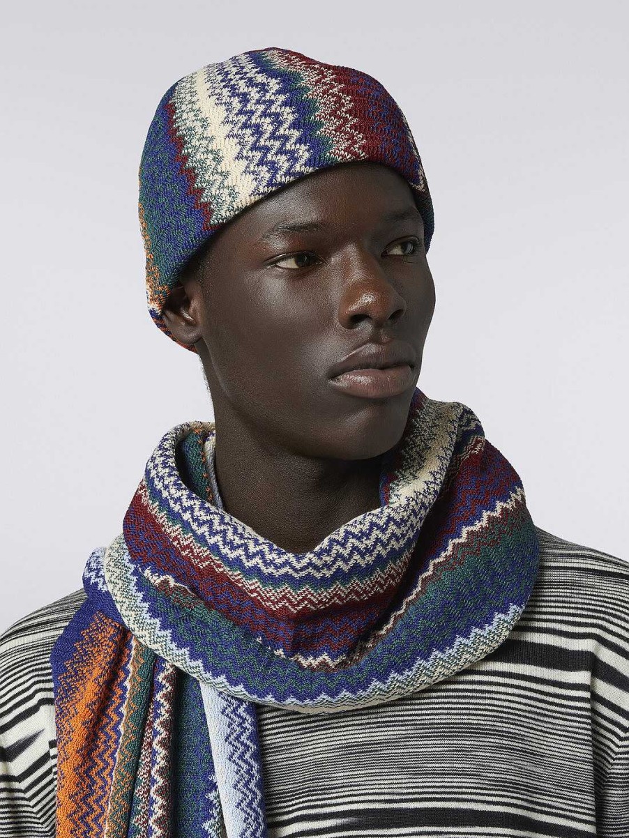 Uomini Missoni Cappelli | Berretto In Misto Lana A Zigzag Multicolore