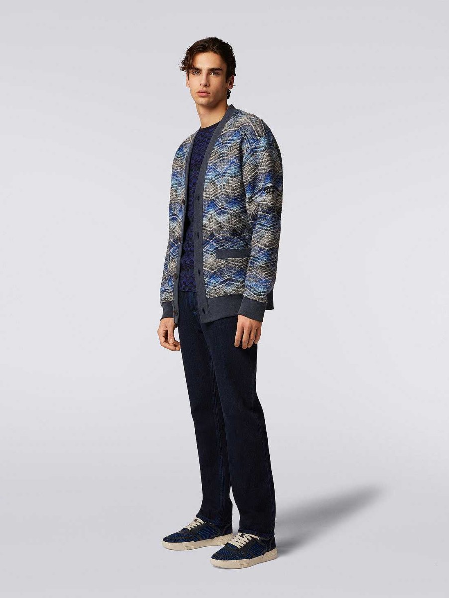 Uomini Missoni Vestiario | Cardigan In Misto Lana Con Motivo Zig Zag Multicolore