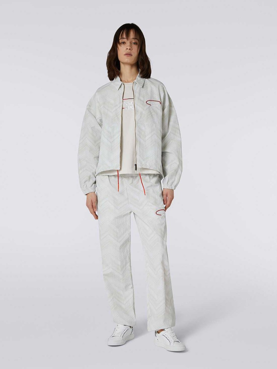 Donne Missoni Vestiario | Joggers In Nylon Chevron Bianco