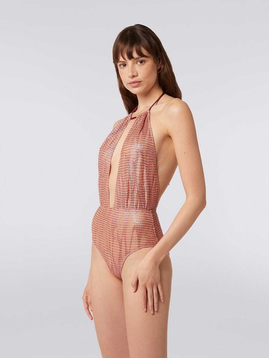 Donne Missoni Costumi Da Bagno | Costume Intero In Maglia Di Viscosa Jacquard Rosa