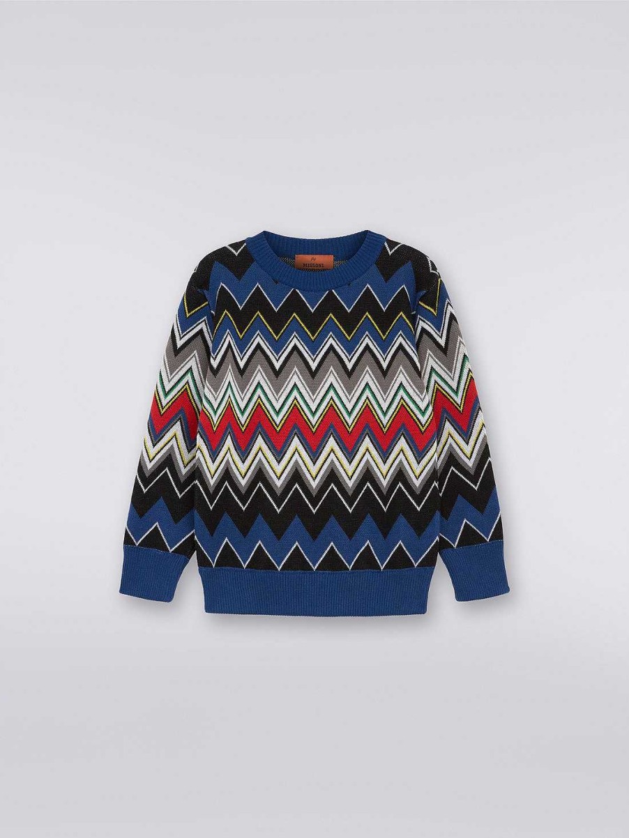 Ragazzo (4-14 Anni) Missoni | Pullover Girocollo In Cotone E Cashmere Chevron Multicolore