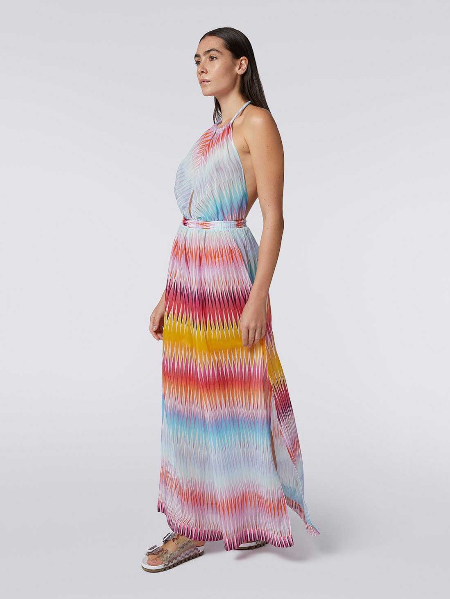 Donne Missoni Abbigliamento Da Spiaggia | Tuta Lunga In Cotone E Seta Stampata Multicolor Multicolore