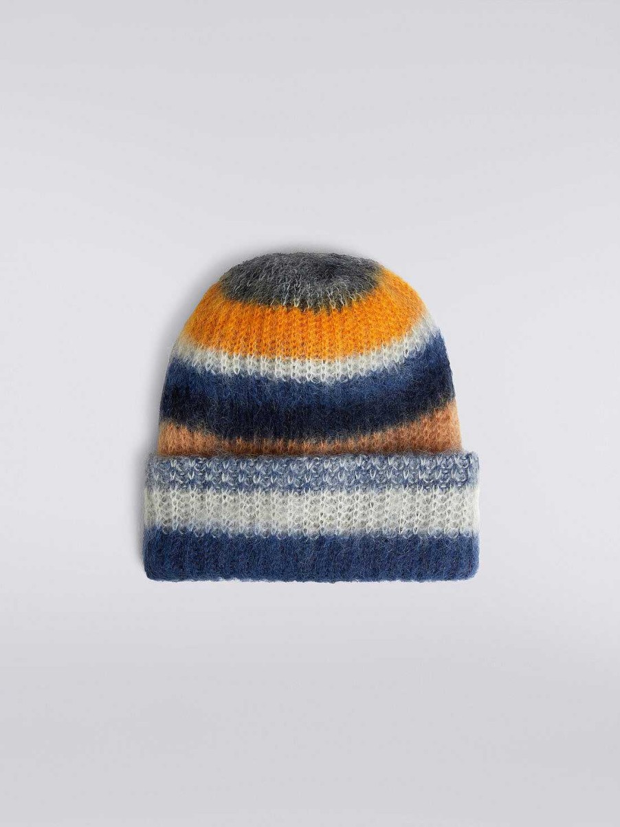 Uomini Missoni Cappelli | Berretto In Misto Mohair Rigato Multicolore