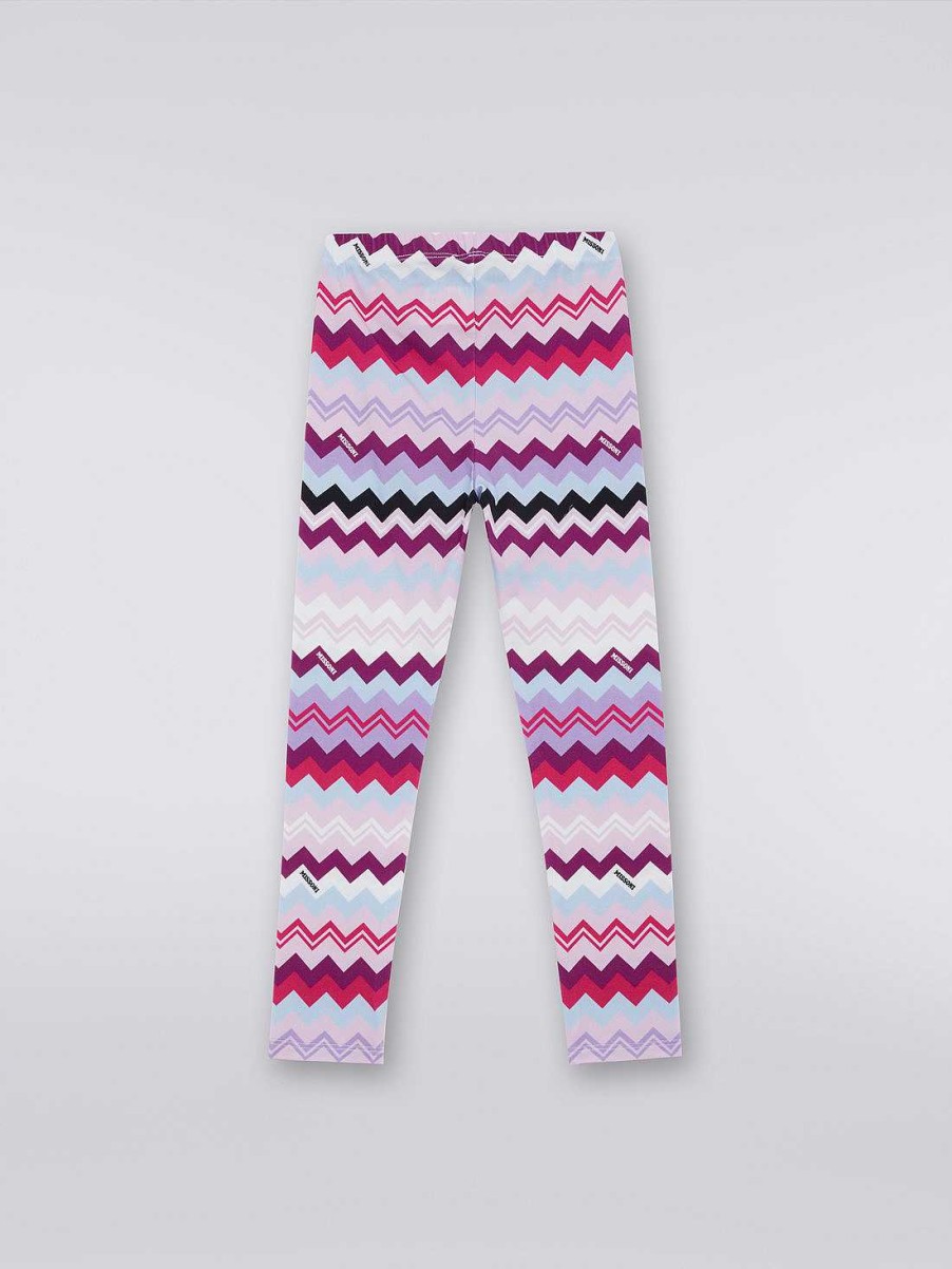 Ragazza (4-14 Anni) Missoni | Leggings In Misto Cotone A Zigzag Multicolore