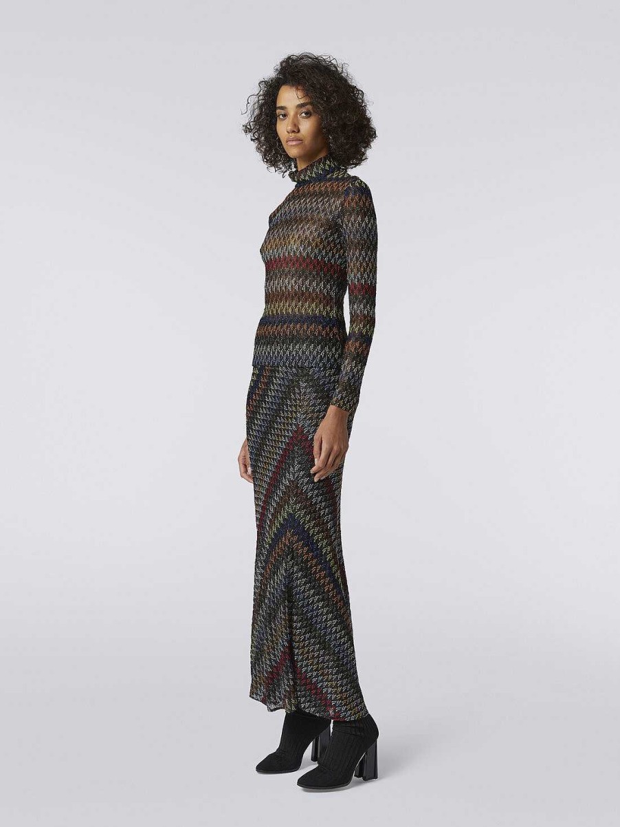 Donne Missoni T-Shirt E Top | Pullover A Collo Alto In Misto Viscosa Multicolore