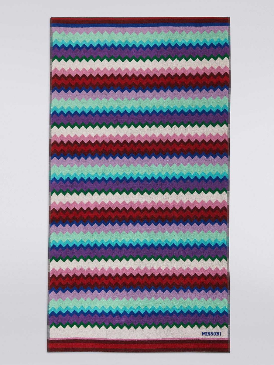 Donne Missoni Asciugamani Da Spiaggia | Telo Mare Chantal In Spugna Di Cotone Chevron 100X180 Cm Multicolore