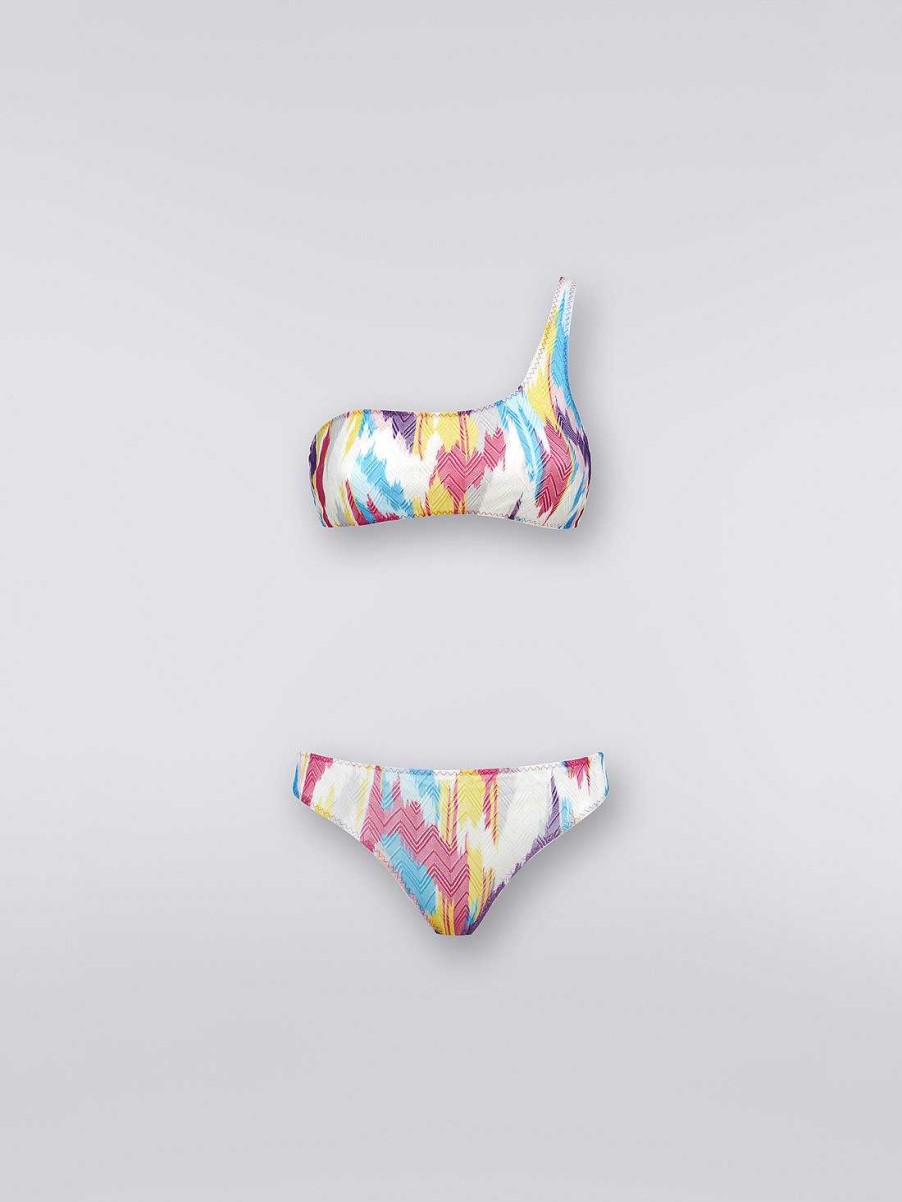 Donne Missoni Costumi Da Bagno | Bikini Monospalla Con Stampa Fiammata Multicolore