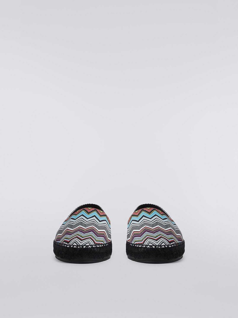 Uomini Missoni Scarpe | Espadrillas Piatte In Tela Stampata Con Scritta Logo Multicolore