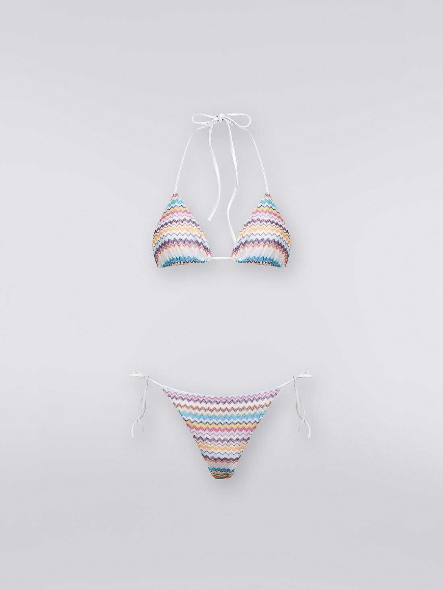 Donne Missoni Costumi Da Bagno | Bikini In Maglia Zig Zag Bicolore Multicolore