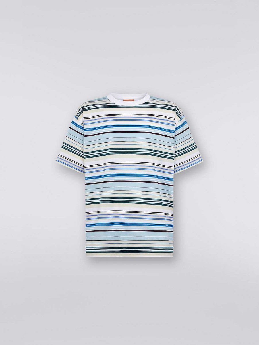 Uomini Missoni Polo E Magliette | T-Shirt In Jersey Di Cotone A Righe Multicolore