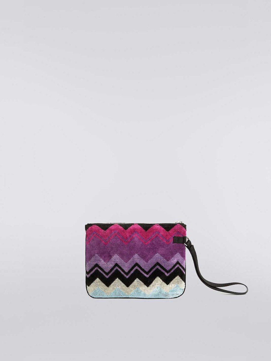 Donne Missoni Accessori | Pochette In Spugna Di Cotone Con Patch Logo Multicolore