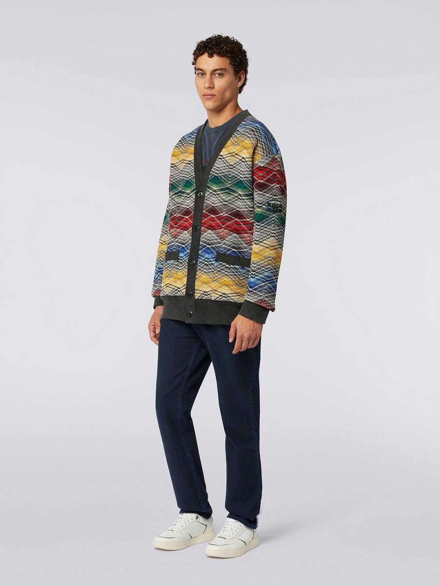 Uomini Missoni Vestiario | Cardigan In Misto Lana Con Motivo Zig Zag Multicolore