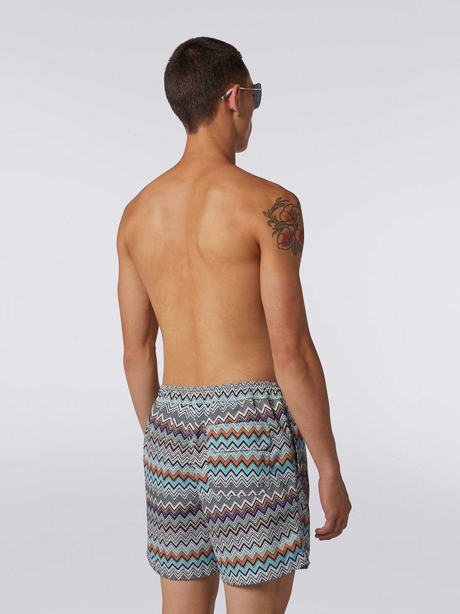 Uomini Missoni Costume Da Bagno | Boxer Da Bagno In Misto Nylon Con Grande Stampa A Zigzag Multicolore