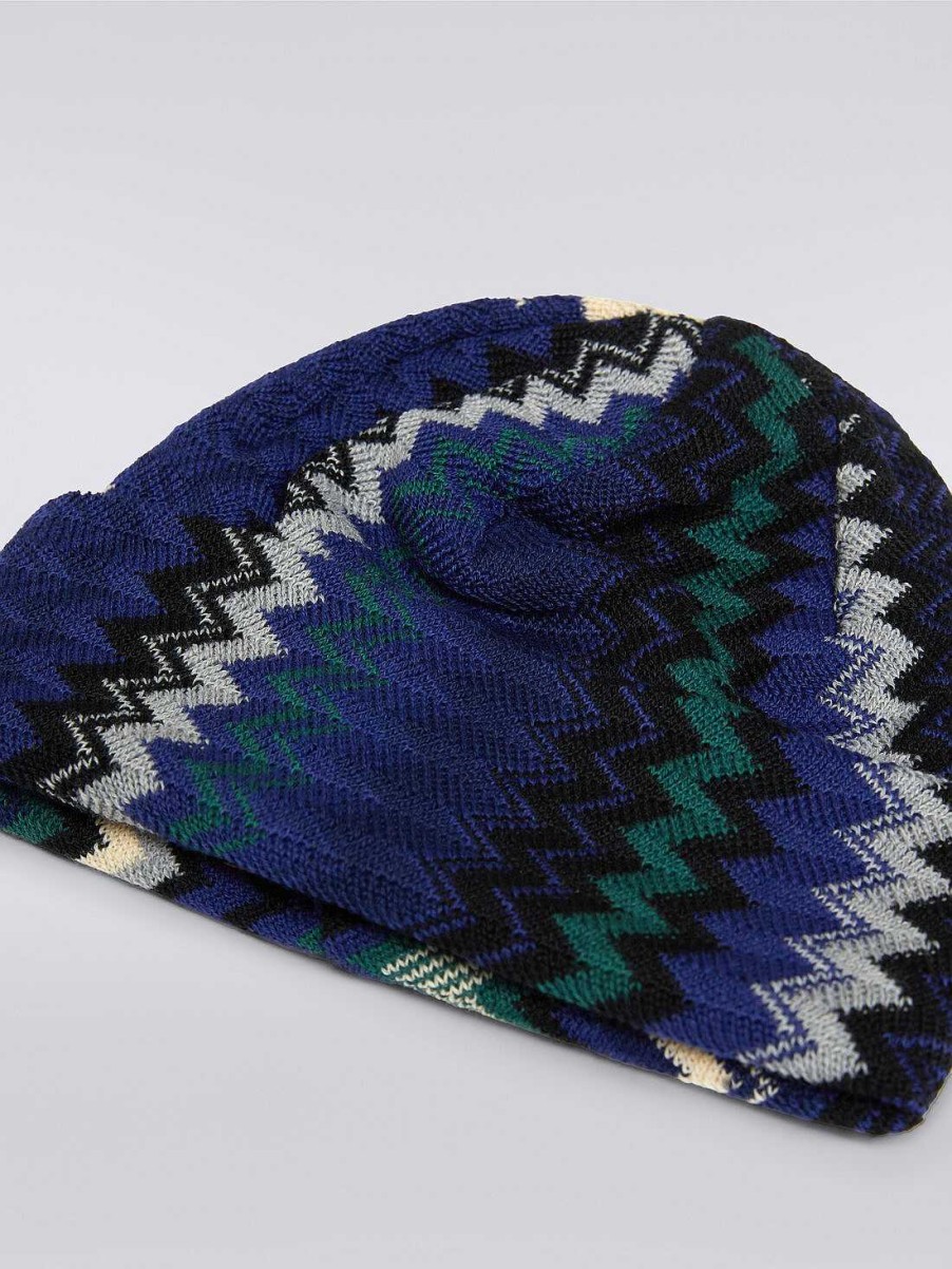 Uomini Missoni Cappelli | Berretto In Misto Lana A Zigzag Multicolore