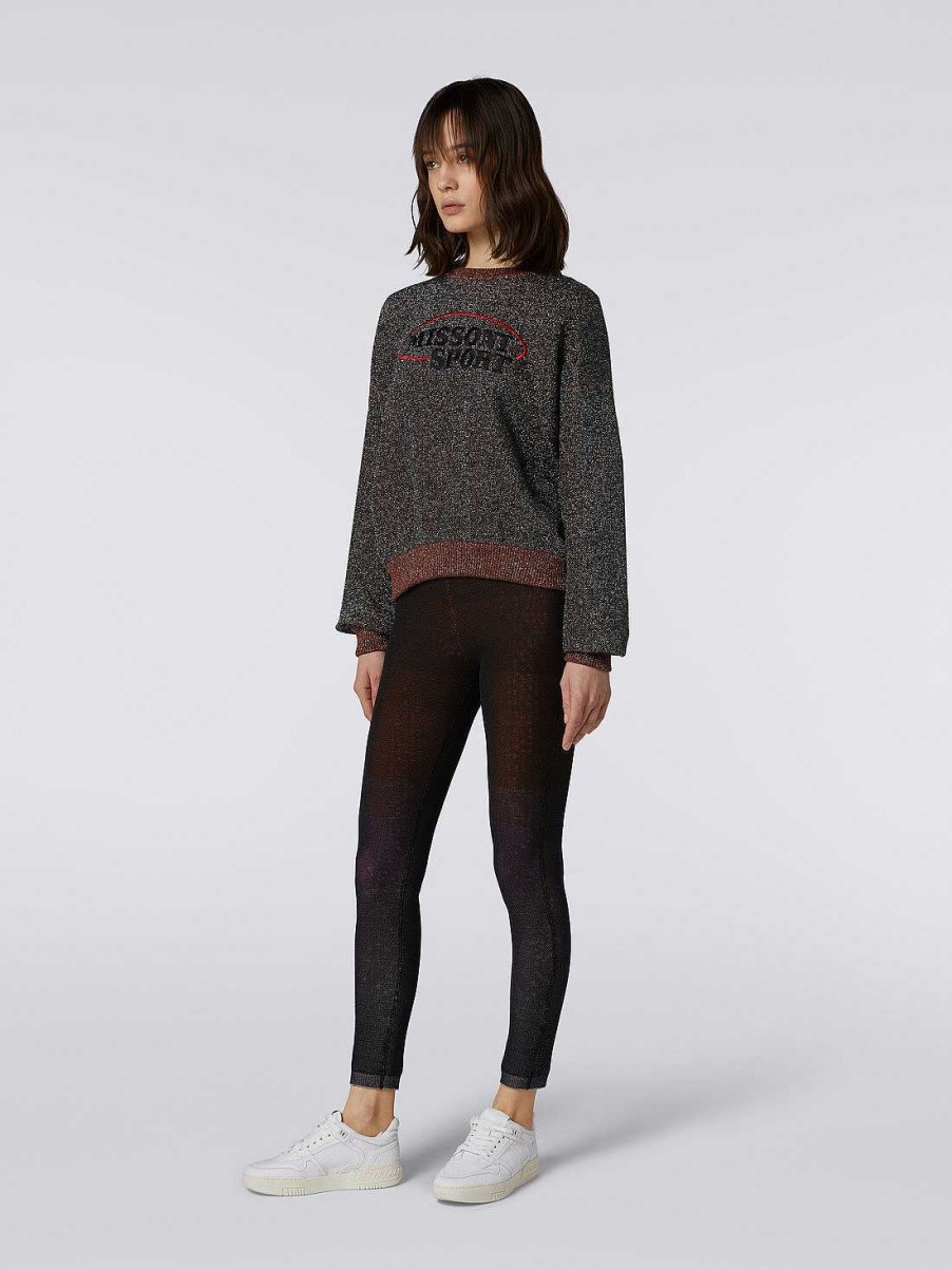 Donne Missoni Vestiario | Pullover Girocollo In Cotone E Viscosa Con Lurex E Logo Multicolore