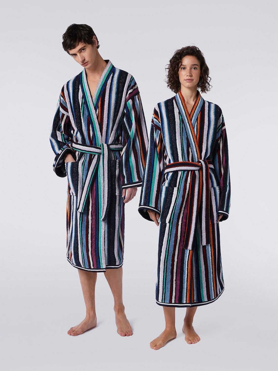 Donne Missoni Accappatoi | Accappatoio Chandler In Spugna Con Lurex Blu