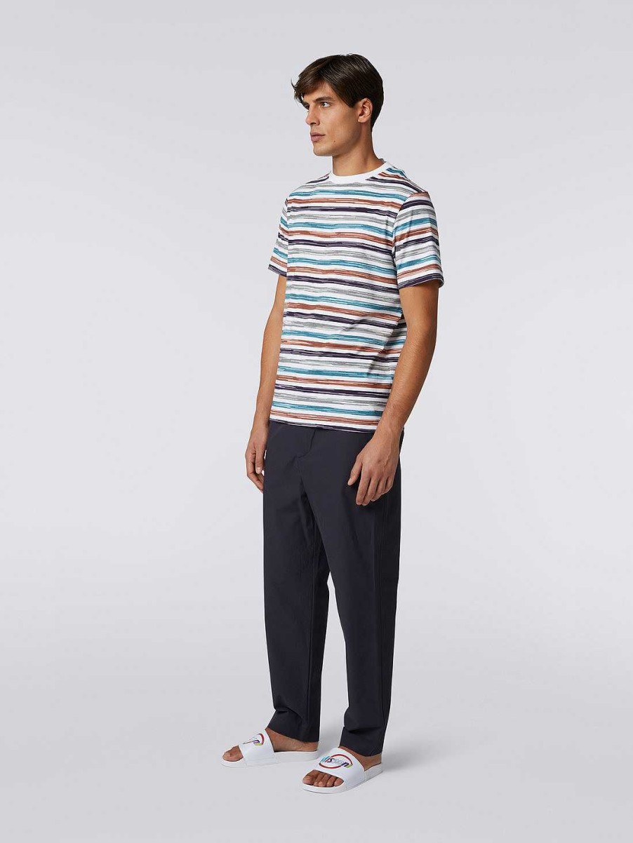 Uomini Missoni Polo E Magliette | T-Shirt Girocollo In Jersey Di Cotone Fiammato Multicolore