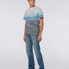 Uomini Missoni Polo E Magliette | T-Shirt Girocollo In Jersey Di Cotone Fiammato Azzurro Cielo, Azzurro E Blu