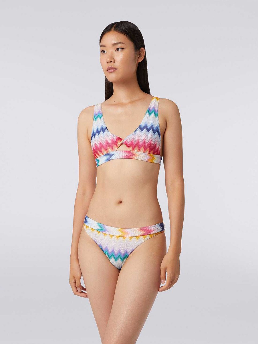 Donne Missoni Costumi Da Bagno | Bikini In Viscosa Zig Zag Con Lurex Multicolore