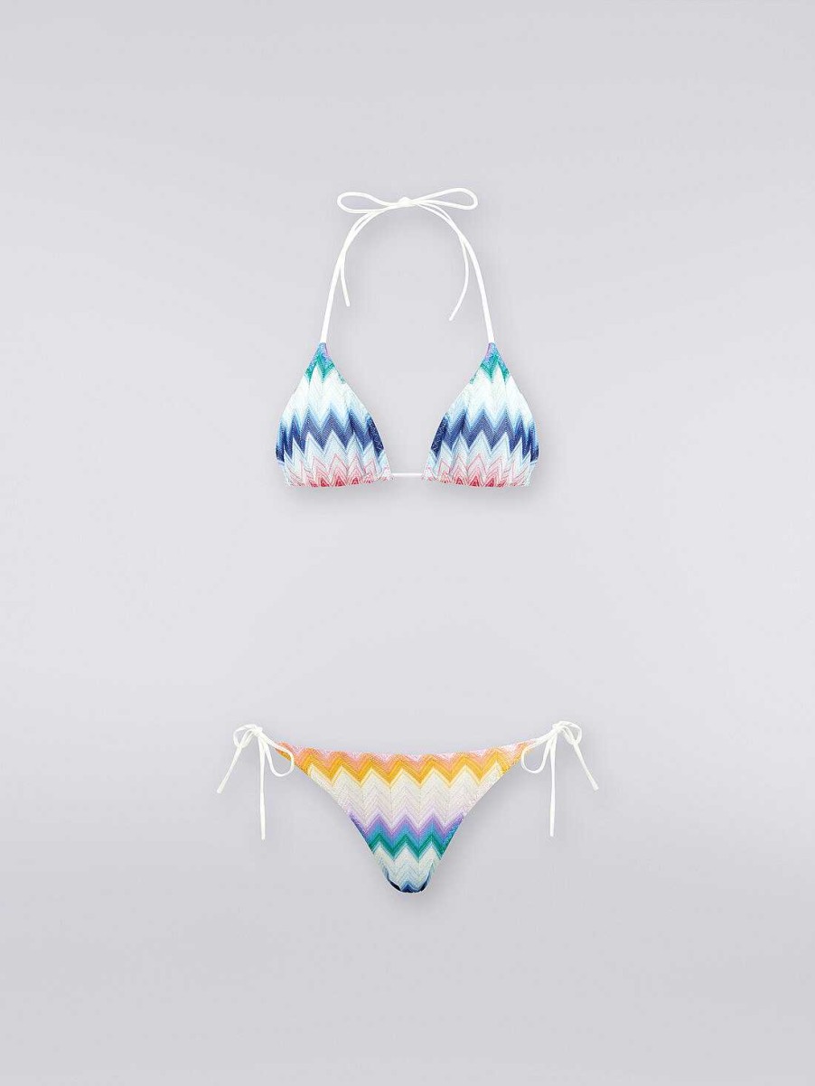 Donne Missoni Costumi Da Bagno | Bikini In Misto Viscosa Delave Zig Zag Con Lurex Multicolore