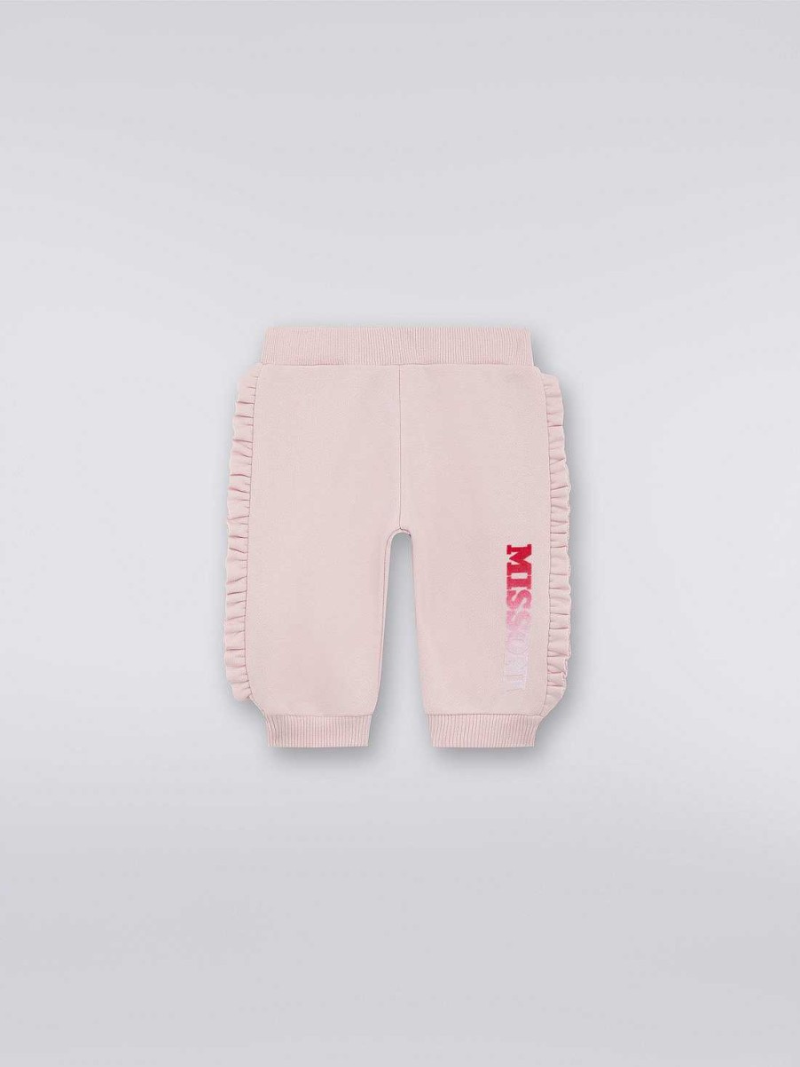 Ragazza (4-14 Anni) Missoni | Joggers In Felpa Di Cotone Con Arricciature E Logo Rosa