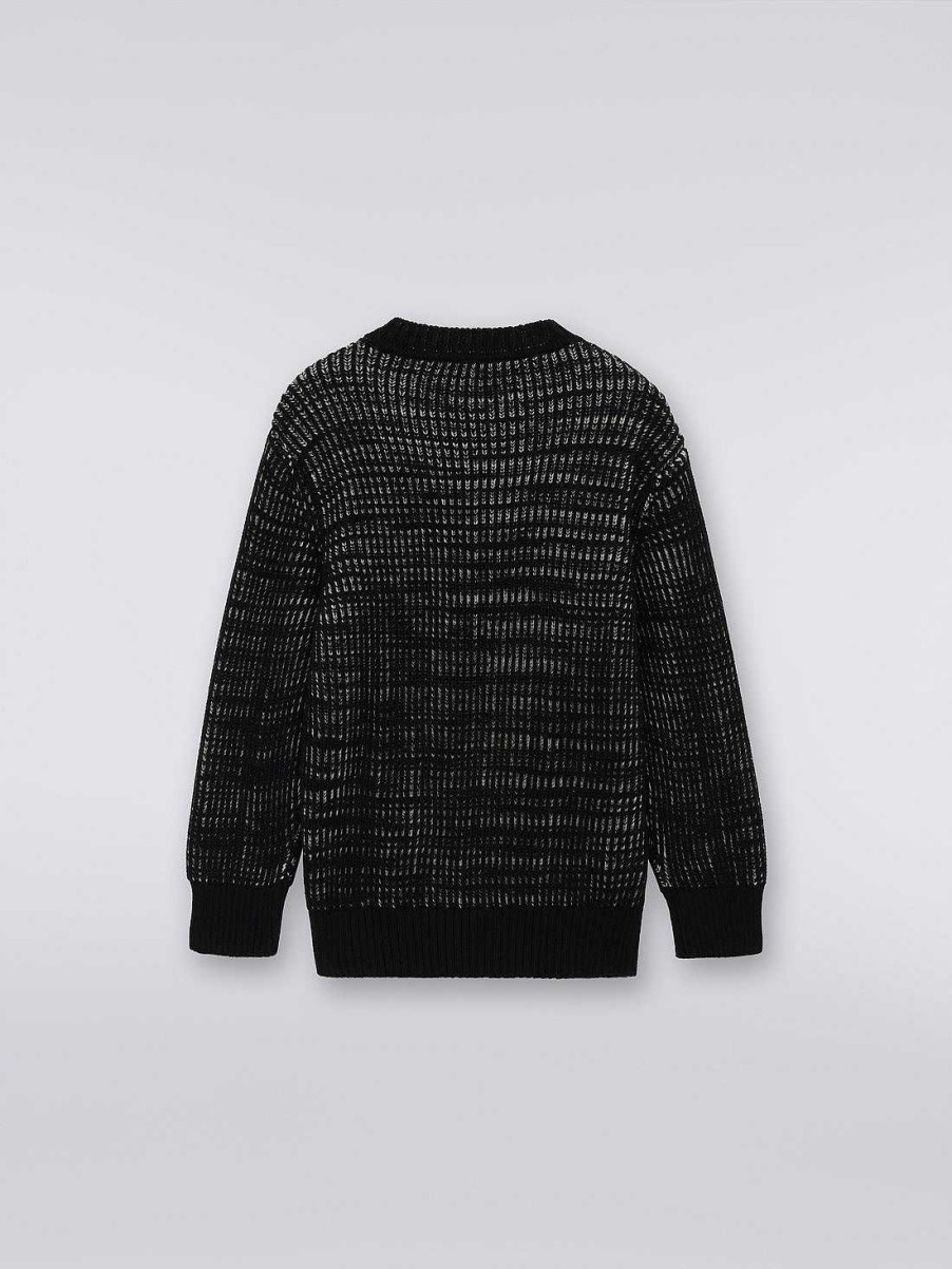 Ragazzo (4-14 Anni) Missoni | Pullover Girocollo In Maglia Di Lana Nero Bianco