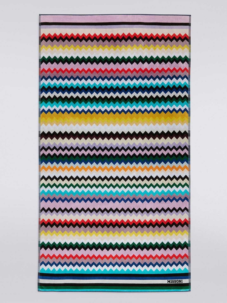 Donne Missoni Asciugamani Da Spiaggia | Telo Mare Carlie In Spugna Di Cotone 100X180 Cm Chevron Multicolore