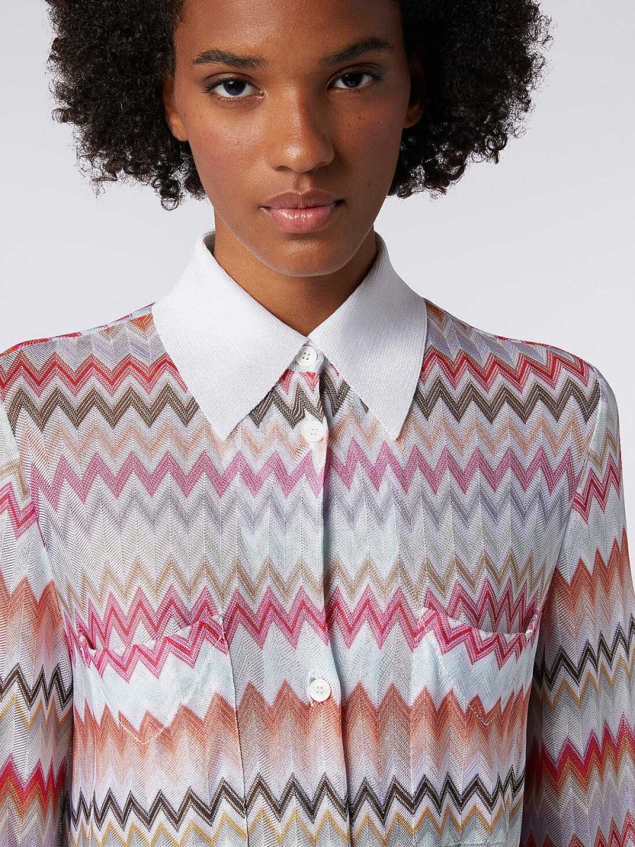 Donne Missoni Bluse E Camicie | Camicia In Viscosa E Cotone Zig Zag Multicolore