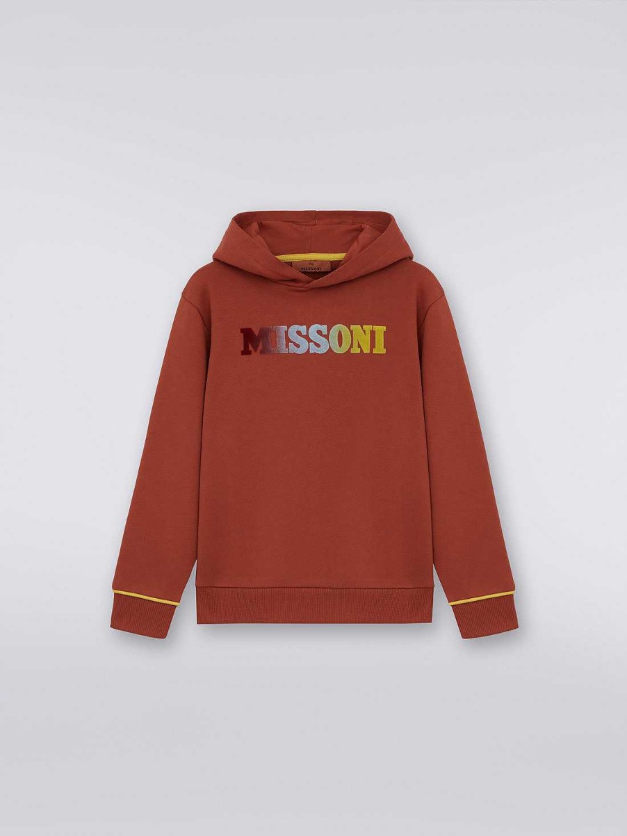 Ragazzo (4-14 Anni) Missoni | Felpa Con Cappuccio In Cotone Con Logo Degrade Ruggine