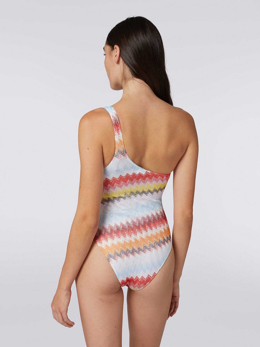 Donne Missoni Costumi Da Bagno | Costume Da Bagno Monospalla In Maglia Zig Zag Multicolore