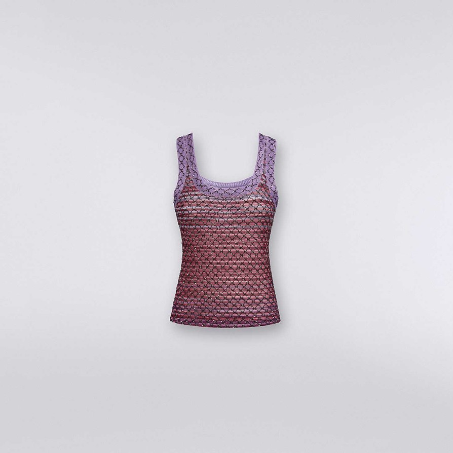 Donne Missoni T-Shirt E Top | Canotta In Misto Viscosa Con Paillettes Rosso