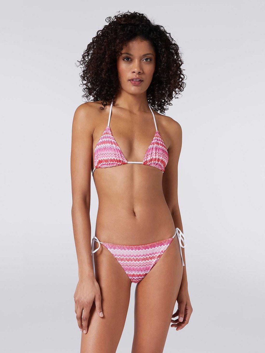 Donne Missoni Costumi Da Bagno | Bikini In Maglia Zig Zag Bicolore Rosa